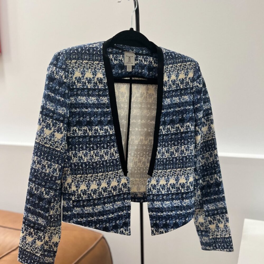 TRISTAN – Flower Pattern Blazer – Blue,White&White – Size S